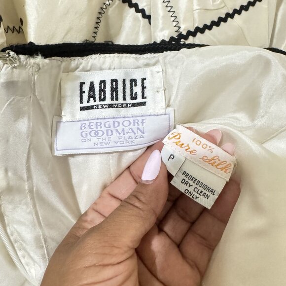 Vintage Fabrice Bergdorf Goodman 80s White Strapless Silk Silhouette Dress P - Picture 9 of 9
